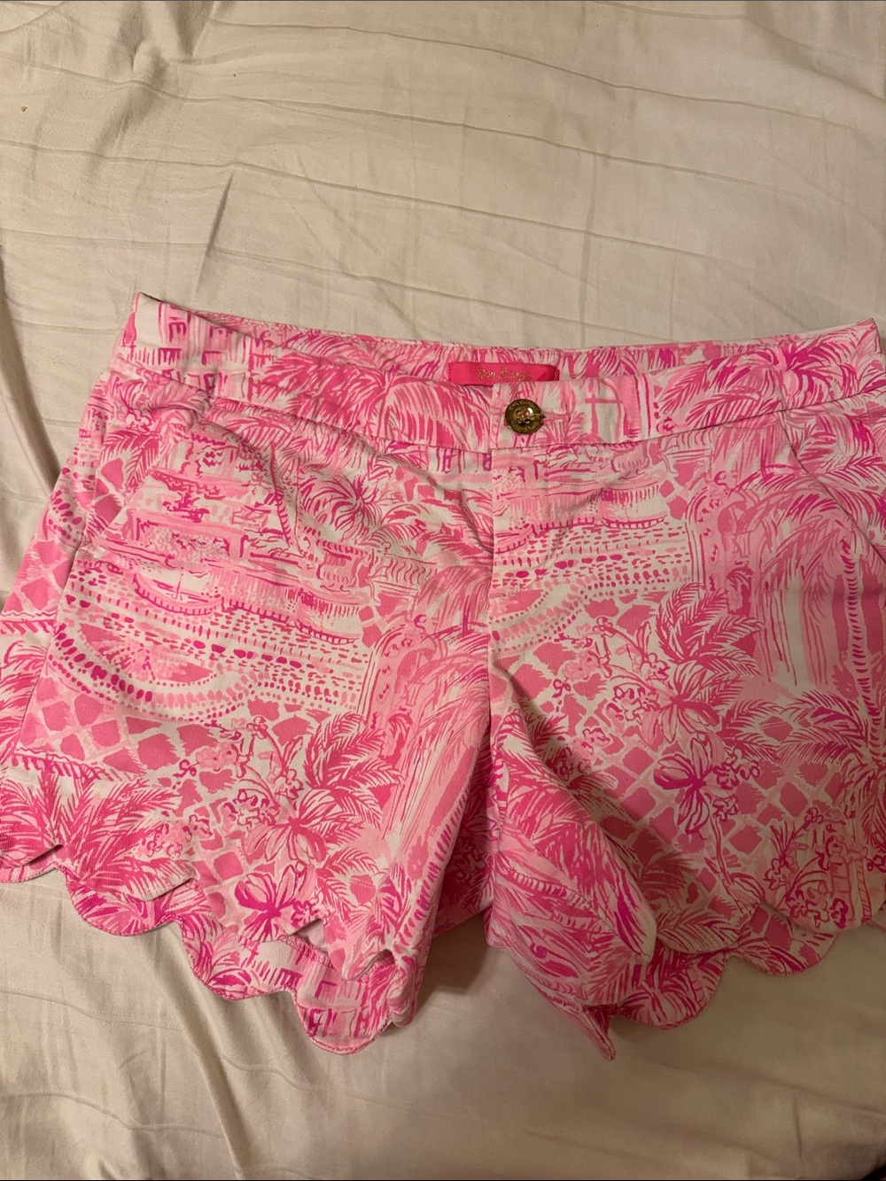 Lilly Pulitzer Pink Scallop-Hem Shorts